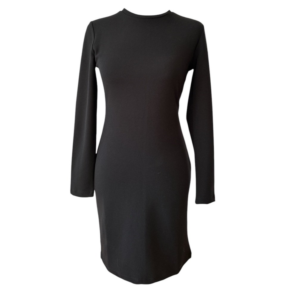 Nordstrom Leith Black Long Sleeve Fitted Mini Dress | SZ XS